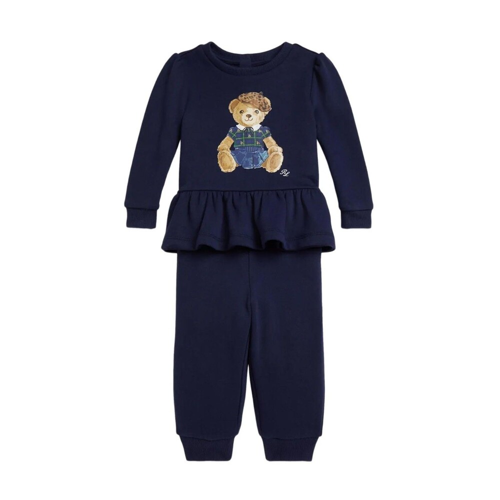NWT RALPH LAUREN Baby Girls FLEECE 2 PC POLO BEAR SWEATER PANTS SET